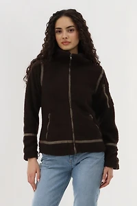 Sherpa Contrast Lightweight Jacket - Brown