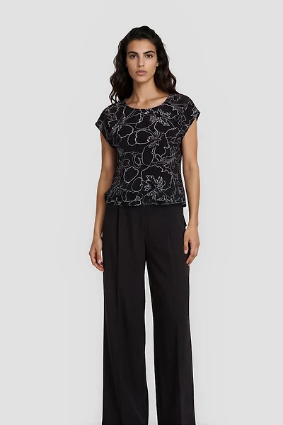 Cap Sleeve Printed Shirt