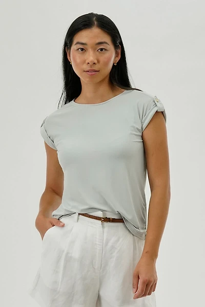 Beechers Brook Short Sleeve Split Back Blouse