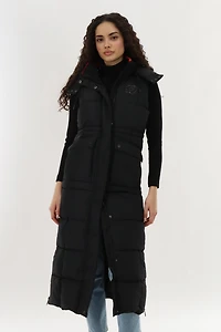 Canada Weather Gear Long Quilted Ribbed Neck Vest - Black