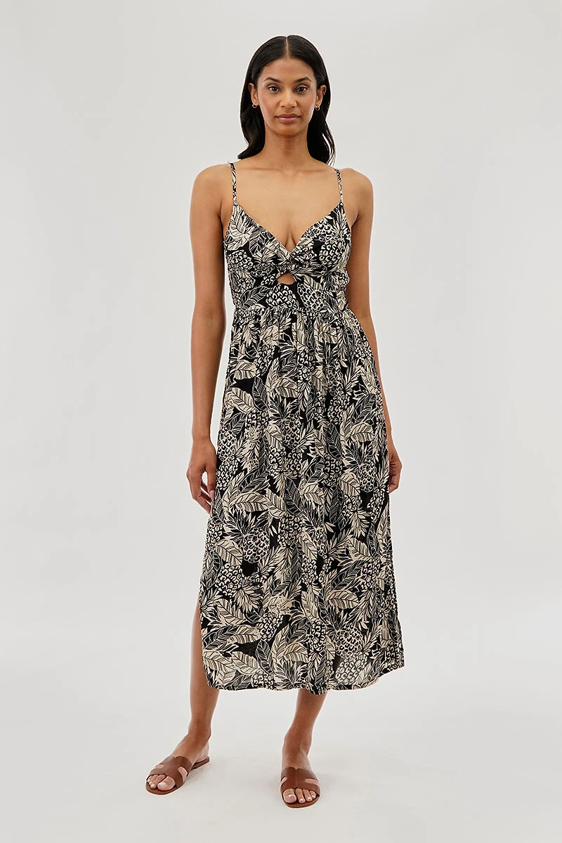 International INC Company Printed Cutout Maxi Dress - Black