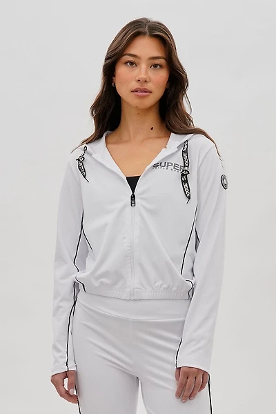 Super Triple Goose Cropped Active Hoodie - White