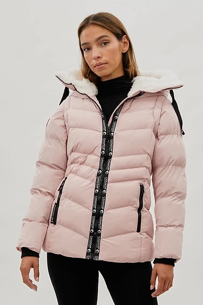 Zip Off Sleeve Bomber Jacket - Pink