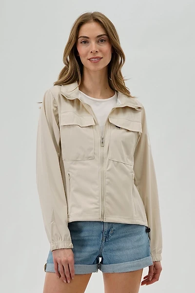 Canada Weather Gear Hooded Utility Lightweight Jacket - Cream