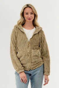 Fahrenheit Plush Hooded Zip Up Lightweight Jacket