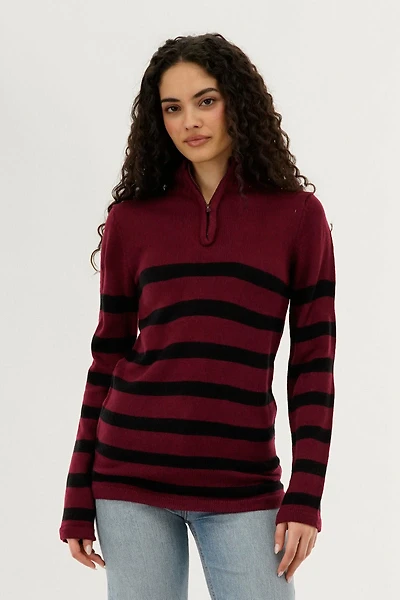 Striped Half Zip Pullover Sweater