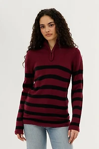 Striped Half Zip Pullover Sweater