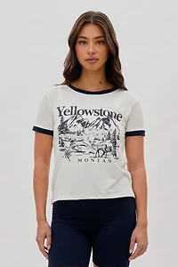 Stylexchange Vintage Yellowstone Graphic Ringer Tee - White