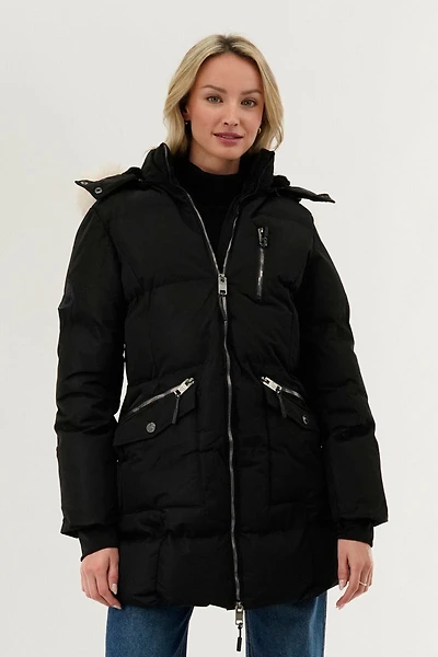 Canada Weather Gear Faux Fur Lined Hood Parka Jacket - Black