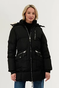 Canada Weather Gear Faux Fur Lined Hood Parka Jacket - Black