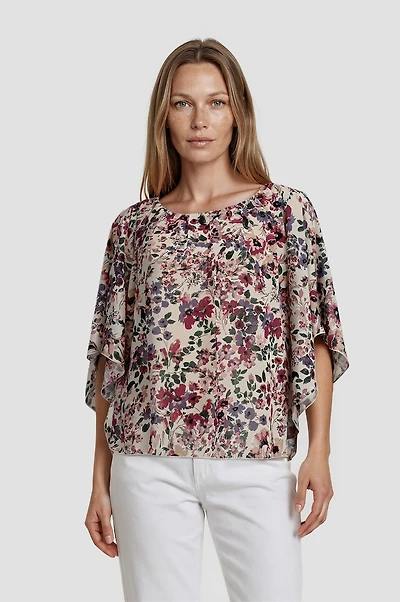 Floral Printed Flutter Top - Multi