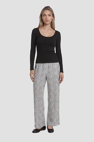 Polkadot Print Mesh Pants - White