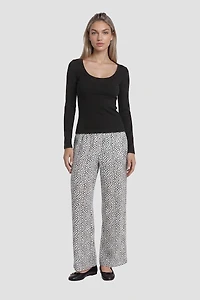 Polkadot Print Mesh Pants - White