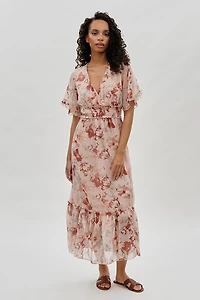 Limite Floral Cinched Waist Maxi Dress - Blush