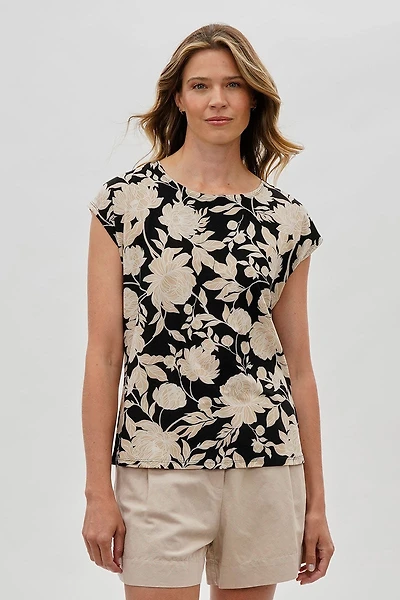 Beechers Brook Floral Cap Sleeve Blouse