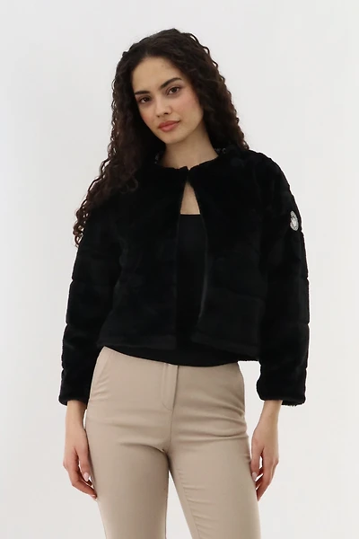 Canada Weather Gear Cropped Faux Fur Lightweight Jacket