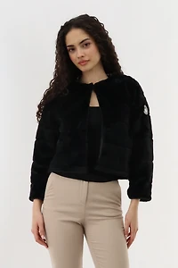 Canada Weather Gear Cropped Faux Fur Lightweight Jacket