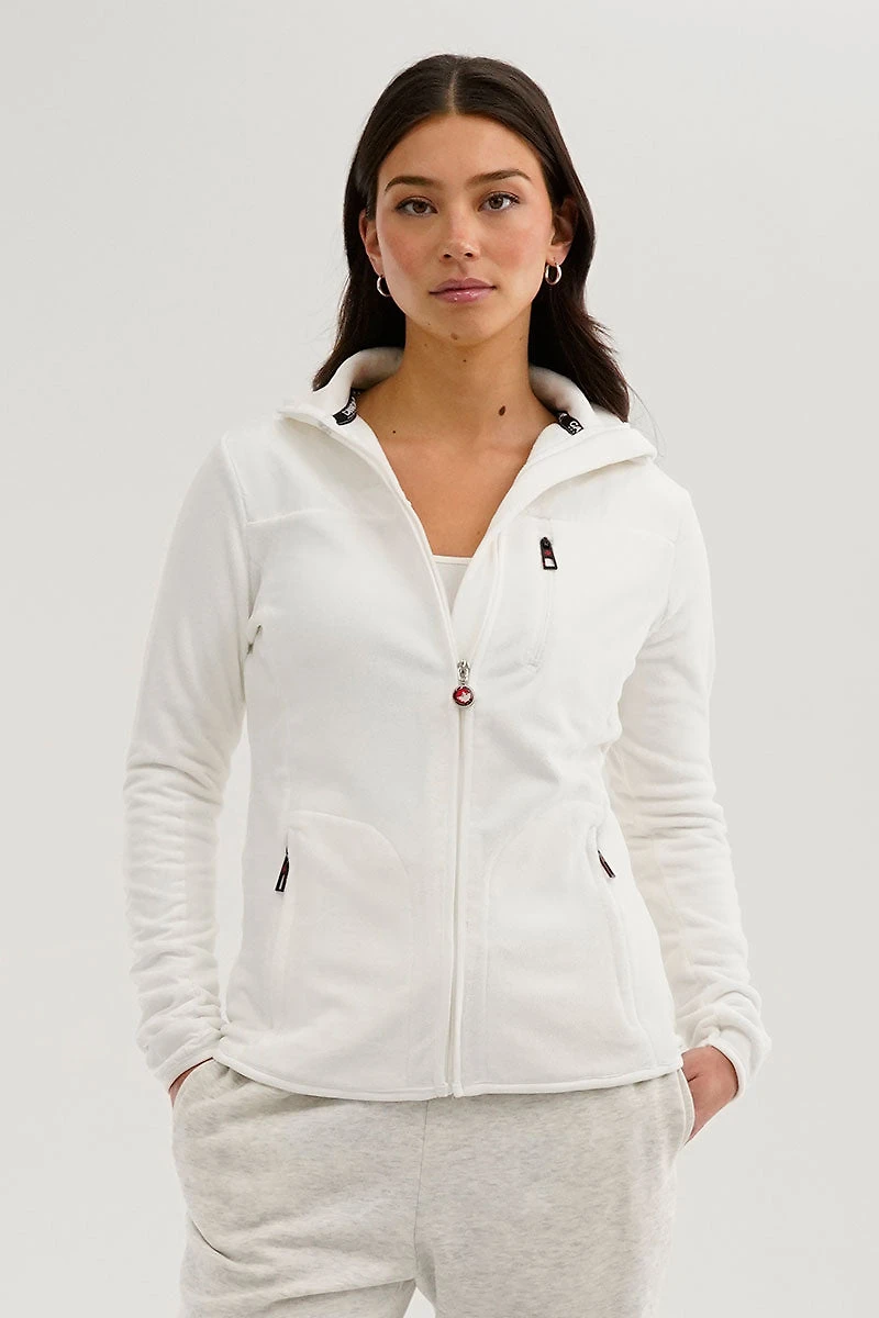 Fleece Zip Up Lightweight Jacket - White