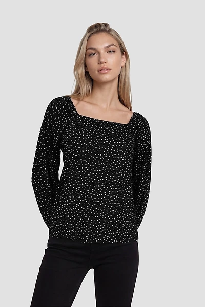 Long Sleeve Square Neck Top