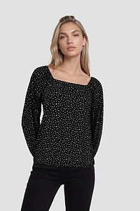 Long Sleeve Square Neck Top