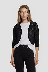 3/4 Sleeve Open Knit Shrug