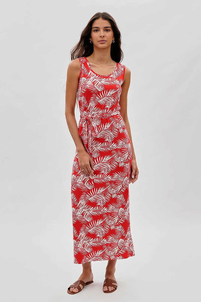 International INC Company Leaf Print Maxi Dress - Orange