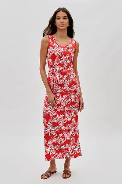 International INC Company Leaf Print Maxi Dress - Orange