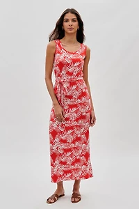 International INC Company Leaf Print Maxi Dress - Orange