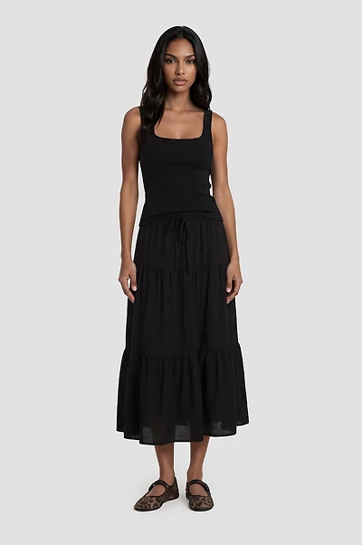 Tiered Maxi Skirt - Black