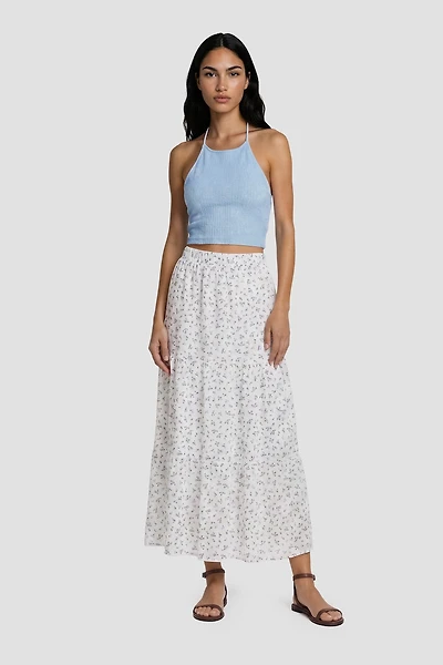 Printed Maxi Skirt - White