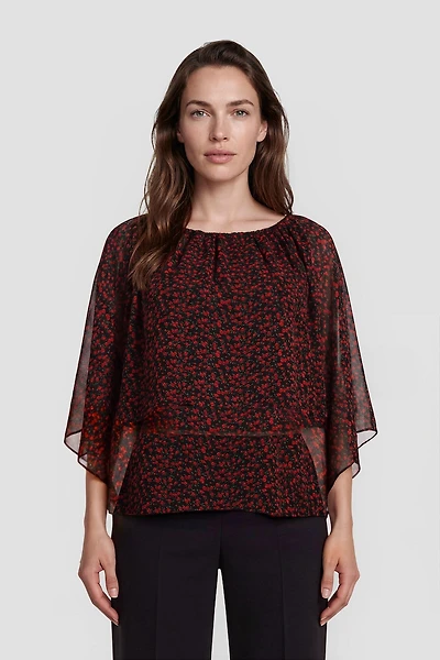 Boat Neck Flutter Shirt - Red