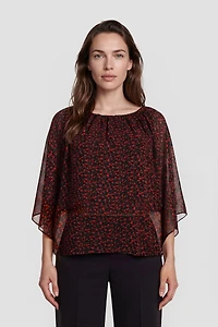 Boat Neck Flutter Shirt - Red