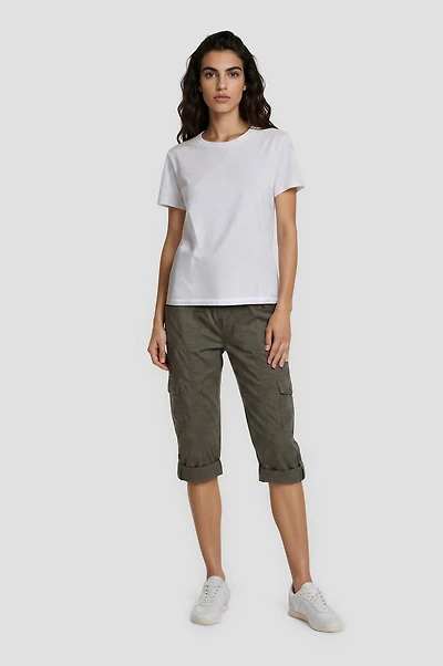Cargo Roll Up Capris - Olive