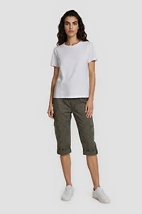 Cargo Roll Up Capris - Olive