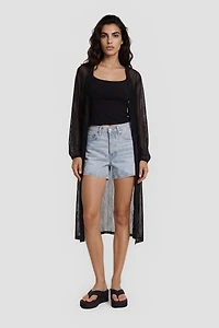 Long Sleeve Open Mesh Cardigan