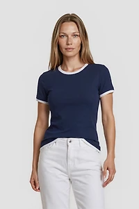Short Sleeve Ribbed Tee - Blue