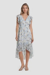 Sleeveless V-Neck Ruffle Day Dress
