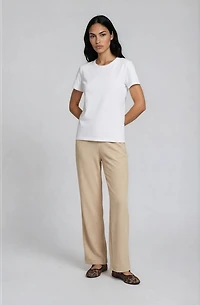 Wide Leg Trousers - Beige