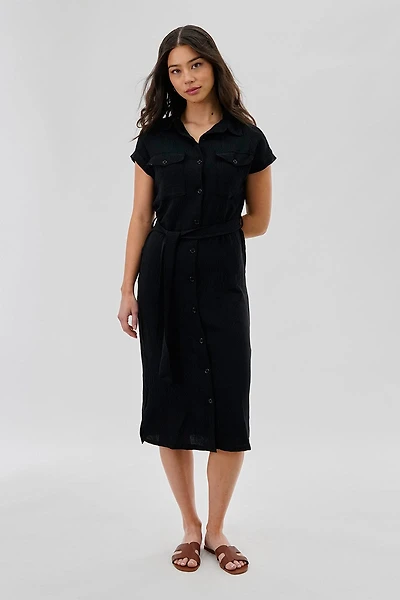 Stylexchange Vintage Belted Button Up Midi Dress