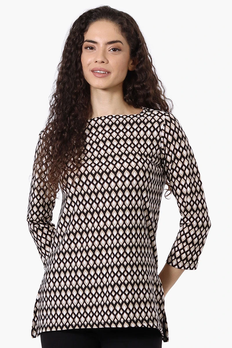 International INC Company Patterned 3/4 Sleeve Blouse - Black