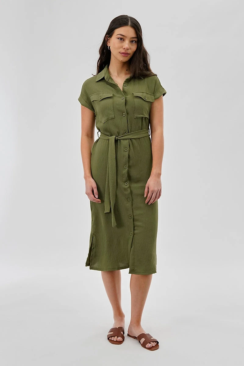 Stylexchange Vintage Belted Button Up Midi Dress