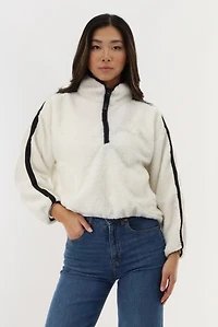 1/4 Zip Sherpa Pullover Sweater - White