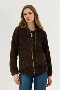 Fahrenheit Plush Hooded Zip Up Lightweight Jacket