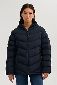 Chevron Quilted Bomber Jacket - Navy
