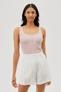 Ribbed Quarter Zip Tank Top