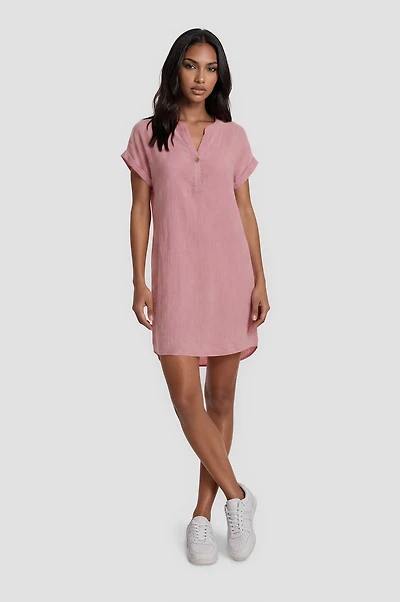 Short Sleeve Day Dress - Pink