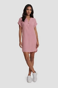Short Sleeve Day Dress - Pink