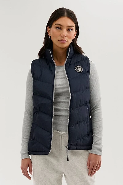 Chevron Puffer Vest - Navy