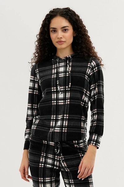 Plaid Hooded Pajama Top