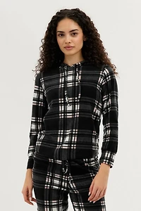 Plaid Hooded Pajama Top